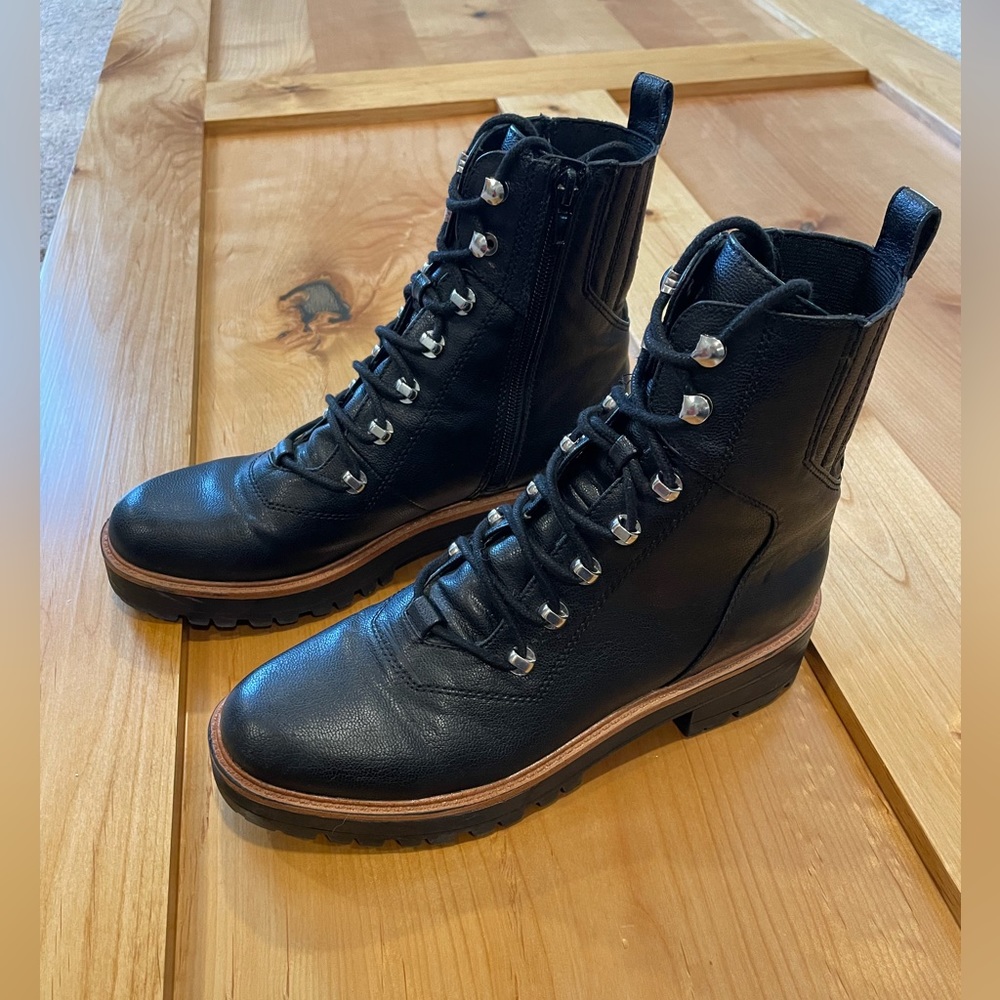 Nine West Black Combat Boots Size 8